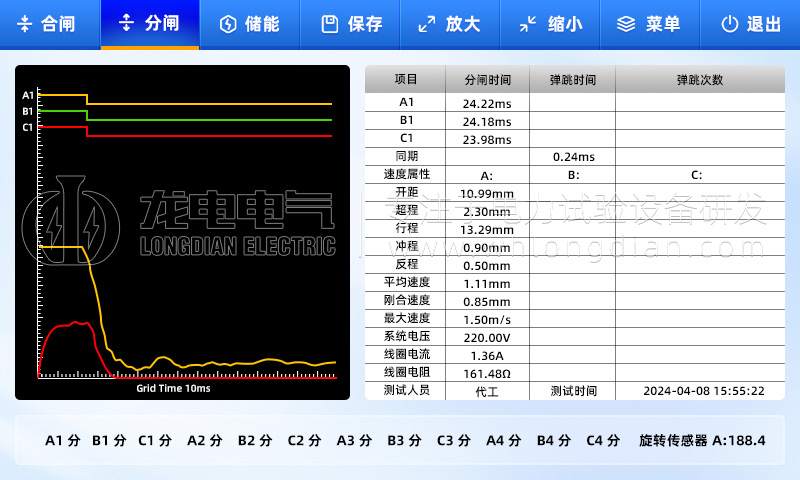 高壓開關(guān)特性測(cè)試儀-測(cè)試數(shù)據(jù)界面 高壓開關(guān)特性測(cè)試儀-測(cè)試數(shù)據(jù)界面